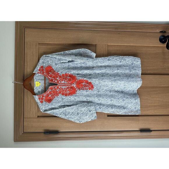 Roberta Roller Rabbit Embroidered 3/4 Sleeve Tunic Blue/Orange Women’s size XS - Picture 2 of 11